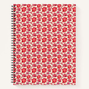 Rotes rosa florales nahtloses Muster dunkle Ästhet Notizbuch