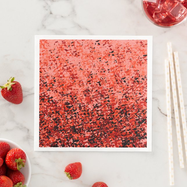 Rotes Rosa gemischt mit Abstraktem Schwarz-Muster Serviette (Beispiel)