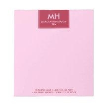Rotes Rosa Minimal Saubere Anfangsbuchstaben Name