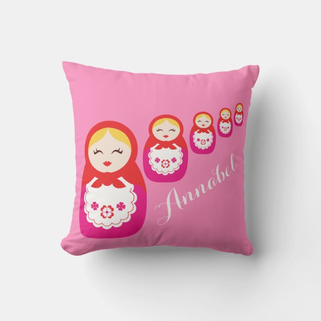 Rotes rosa Namekissen der russischen Puppen Kissen (Vorderseite)