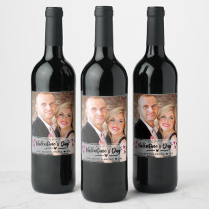 Rotes Rosa Schokoladengeweih Herzchen Valentinstag Weinetikett