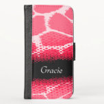 Rotes Rosa Tierbild mit Namen der Girls<br><div class="desc">Helle gemusterte Klappenschale bei Tieren in den Farbtönen Schwarz und Rosa. Personalisieren Sie dieses Element mit Ihrem Vornamen. Dieses Beispiel lautet derzeit: Gracie. Dieses originale Muster von Sarah Trett basiert auf dem Muster einer Giraffe mit einem halbmondförmigen Punktegewinn-Overlay.</div>