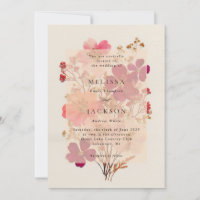 Rotes Rosa und Creme, blumengeschmückte Einladung