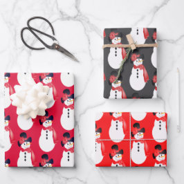 Rotes Rosa und Grau Geschenkpapier Set