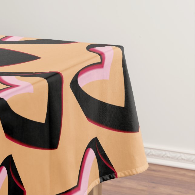 Rotes Rosa und Schwarzes Gradientherz Tischdecke (Beispiel)