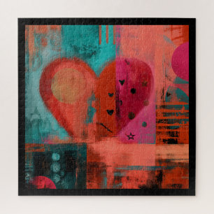 Rotes rosa Valentinstag Graffiti geteiltes Herz