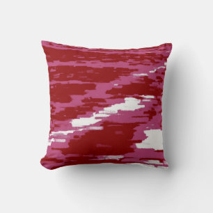 Rotes Rosa Weißes Abstraktes Retro-Wellenkissen Kissen