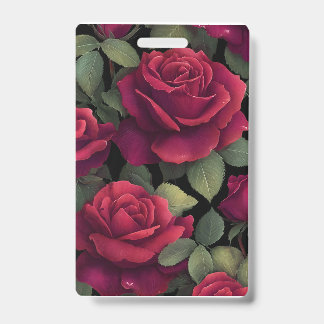 Rotes Rosen-Blumenabzeichen. Ausweis