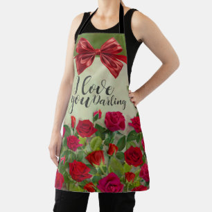 Rotes Rosen-Romantik-Design mit voller Anpassungsm Schürze