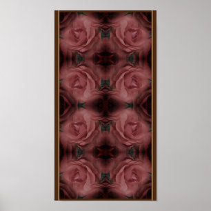 Rotes Rosen-Vintage-Blumenkunstmuster  Poster
