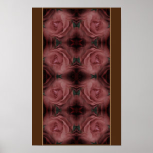 Rotes Rosen-Vintage-Blumenkunstmuster Poster