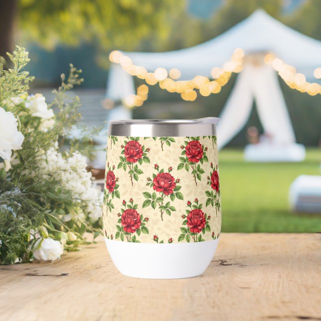 Rotes Rosen-Vintage-Muster (Hochzeit)