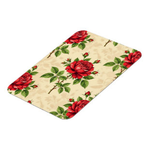 Rotes Rosen-Vintage-Muster Magnet
