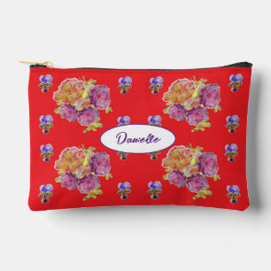 Rotes Rosenblumenmuster Shabby Wasserfarbe Mädchen Zubehörtasche