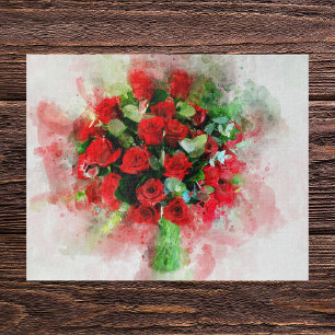 Rotes Rosenbouquet Aquarell auf weißem Hintergrund