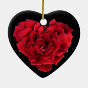 Rotes Rosenherz Keramik Ornament