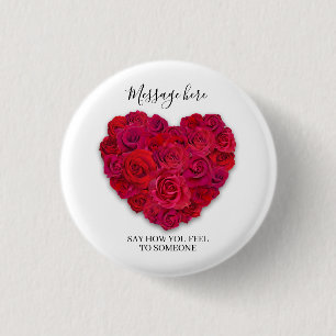 Rotes Rosenherz Romantisches Florales Benutzerdefi Button