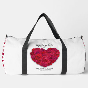 Rotes Rosenherz Romantisches Florales Benutzerdefi Duffle Bag