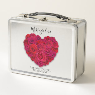 Rotes Rosenherz Romantisches Florales Benutzerdefi Metall Brotdose