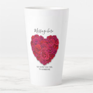 Rotes Rosenherz Romantisches Florales Benutzerdefi Milchtasse