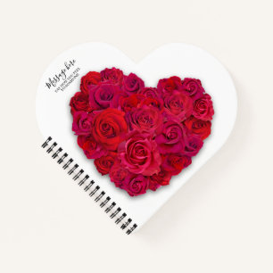 Rotes Rosenherz Romantisches Florales Benutzerdefi Notizbuch
