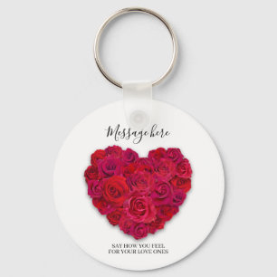 Rotes Rosenherz Romantisches Florales Benutzerdefi Schlüsselanhänger
