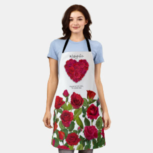 Rotes Rosenherz Romantisches Florales Benutzerdefi Schürze