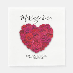 Rotes Rosenherz Romantisches Florales Benutzerdefi Serviette