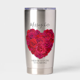 Rotes Rosenherz Romantisches Florales Benutzerdefi Thermobecher
