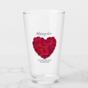 Rotes Rosenherz Romantisches Florales Maßgeschneid Glas