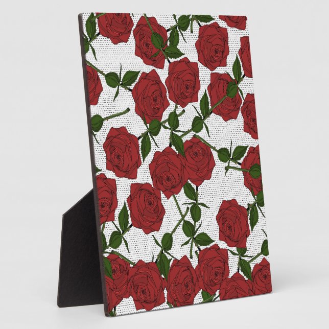 Rotes Rosenmuster Fotoplatte (Seite)