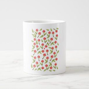 Rotes Rosenmuster Jumbo-Tasse