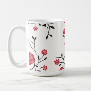 Rotes Rosenmuster Kaffeetasse