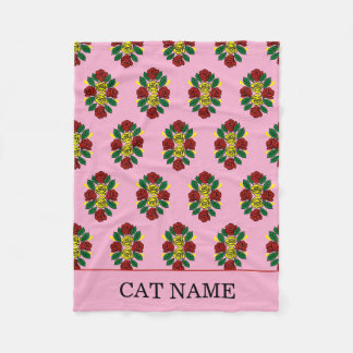 Rotes Rosenmuster Kanalboot Katze Fleecedecke