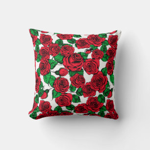 Rotes Rosenmuster Kissen