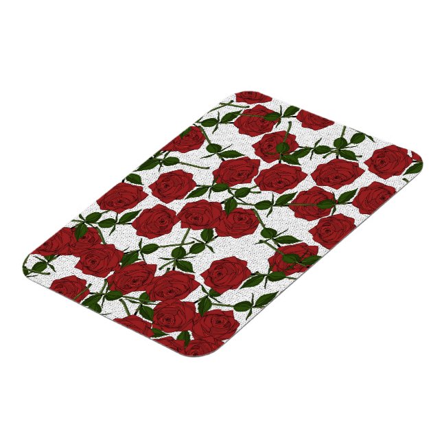 Rotes Rosenmuster Magnet (Linke Seite)
