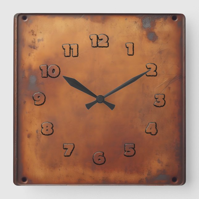 rotes Rostobjekt Quadratische Wanduhr (Vorderseite)