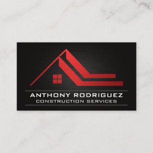 Rotes Rot-Real-Anwesen-Logo   Schwarzer Hintergrun Visitenkarte