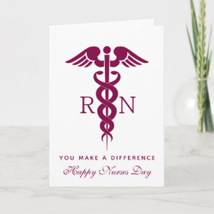 Rotes Rotes Caduceus Krankenpfleger Medizinisches  Karte