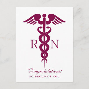 Rotes Rotes Caduceus Krankenpfleger Medizinisches  Postkarte