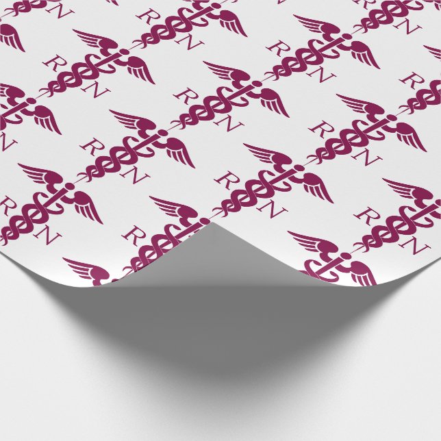 Rotes Rotes Caduceus Krankenzeichen Geschenkpapier (Ecke)