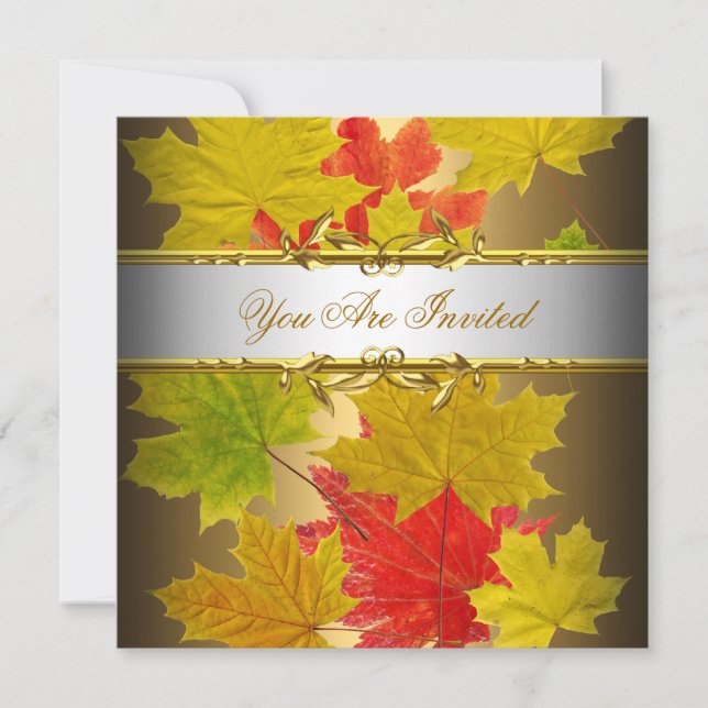 Rotes Rotes Party Herbst - Elegantes Ambiente Einladung (Vorderseite)