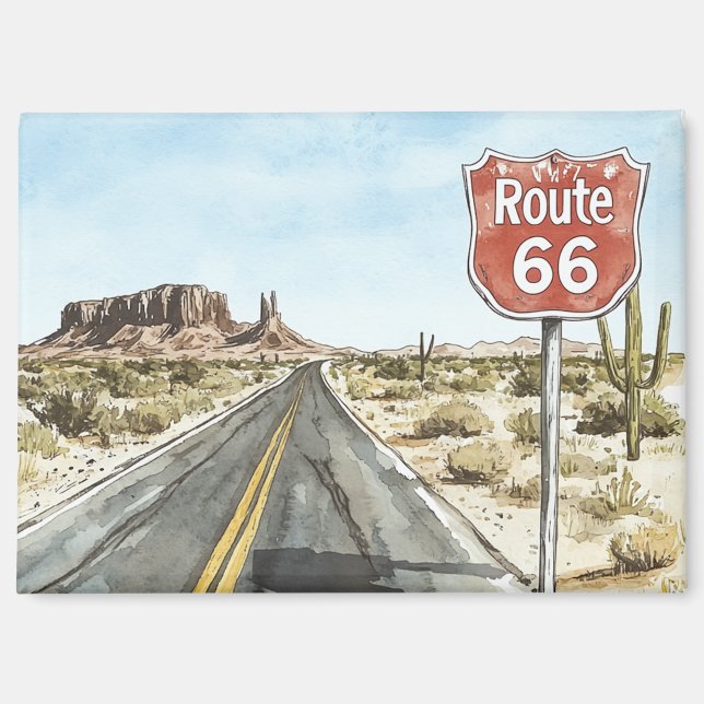 Rotes Route 66 Schild Magnet (Vorderseite)