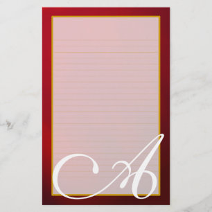 Rotes Ruby Monogramm Feinseide Briefpapier