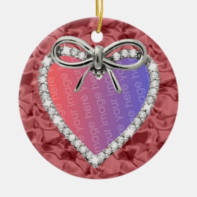 Rotes rundes Diamant Herz Rahmen Ornament (Vorne)