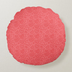 Rotes rundes Kissen mit Herzen