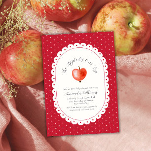 Rotes Rustikal Herbst Vintage Apfel Baby Shower Einladung