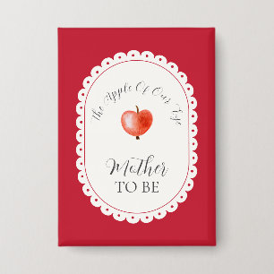 Rotes Rustikales Mutter-To-Be-Vintage-Apfel-Baby-P Button