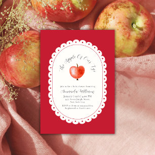 Rotes Rustikales Vintage-Apfel Unseres Auges Baby Einladung