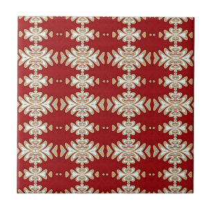 Rotes SahneUreinwohner-Art-Muster Fliese